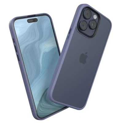 Abbildung von EAZY Case Hybrid Outdoor kompatibel mit iPhone 15 Pro Max Handyhülle für Hülle als Fallschutz schlanke Schutzhülle stoßfestes Cover in Matt Transparent/Hell Blau