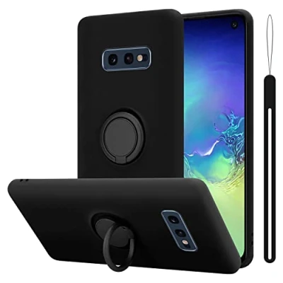 Abbildung von Cadorabo Hülle kompatibel mit Samsung Galaxy S10e Schutzhülle TPU Silikon Case Liquid Design Ring Slim Kratzfest Liquidsilikon Microfaser für in Schwarz