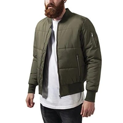 Abbildung von Urban Classics Basic Quilt Bomber Jacket Bomberjacke, Herren, Größe: XXL, Olive