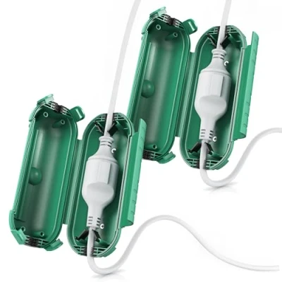 Abbildung von Brandson 2X Garten Kabelbox wasserdicht Outdoor IP44 wasserdichte Safe Box trittfest wetterbeständige Schutzbox für Verlängerungskabel LED Kette Elektrowerkzeug Rasenmäher Set