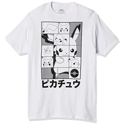 Abbildung von Pokemon Unisex Erwachsene Pikachu Puzzle Box Japan T Shirt, Weiß, X Groß