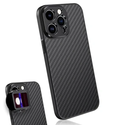 Abbildung von MOJOGEAR 17 mm Objektivhülle kompatibel mit i Phone 15 Pro Smartphone Gehäuse Objektivhalterung — Carbon Schwarz