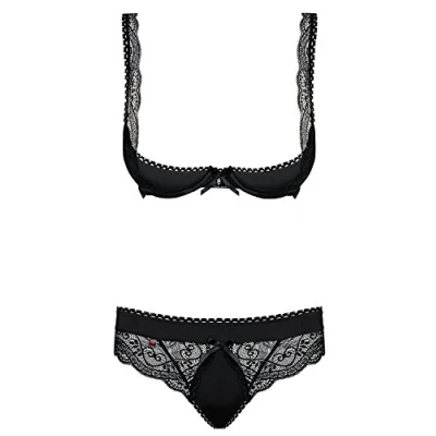 Abbildung von Obsessive Set: Bügel BH Dessous Set Miamor schwarz Offener mit String transparenter (Set)