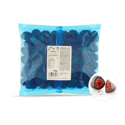 Abbildung von KoRo Gefriergetrocknete Erdbeeren in dunkler Schokolade 1 kg Veganer Snack Knackige Zartbitter Kugeln Großpackung