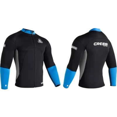 Abbildung von CRESSI Men&#039;s Guardian Neoprene Jacket 2mm Doppelt Gefütterte Neoprenjacke, Schwarz/Blau, M/3