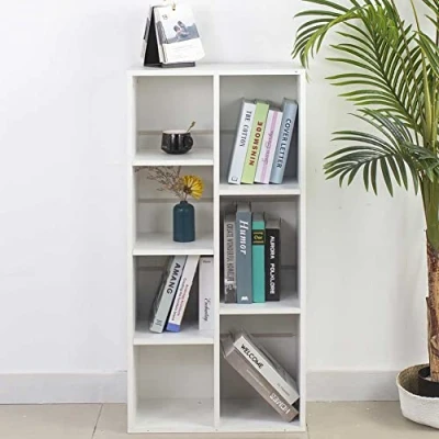 Abbildung von BAKAJI Bücherregal mit Segeln, 7 Regalen, für Zuhause und Büro, offener Schrank moderner Würfel, Dokumentenspeicher, ideal Studio, Wohnzimmer, Struktur aus Holz (weiß)