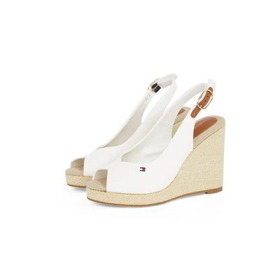 Abbildung von Tommy Hilfiger FLAG High WEDGE ESPAD SLINGBACK Heel Sandalette, Sommerschuh, Partyschuh, Keilsandalette, dezente Flaggen Stickerei