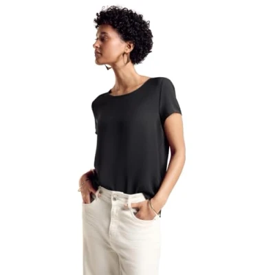 Abbildung von Street One Materialmix Tshirt basic, Damen, Größe: 38, Schwarz