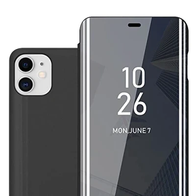 Abbildung von Cadorabo Hülle kompatibel mit Apple iPhone 11 Schutzhülle TPU Silikon Case 360 View Spiegel, Slim Kratzfest Weiche Gummi Rundumschutz Cover für in Schwarz
