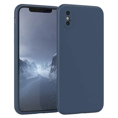Abbildung von EAZY Case Silikonhülle für iPhone X/XS Hülle Silikon Blau weich stoßfeste Handyhülle Schutzhülle mit Kameraschutz Dünn Premium Schutz Cover TPU Phone Bumper in Dunkelblau