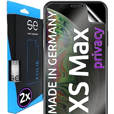 Abbildung von 2x se® 3D SCHUTZFOLIE Privacy für Apple iPhone XS Max ,Blickschutz entspiegelt, 100% Fingerabdruck &amp; FaceID kompatibel, anti Fingerabdrücke, Stoß Kratzfest, hüllenfreundlich, produziert in Deutschland