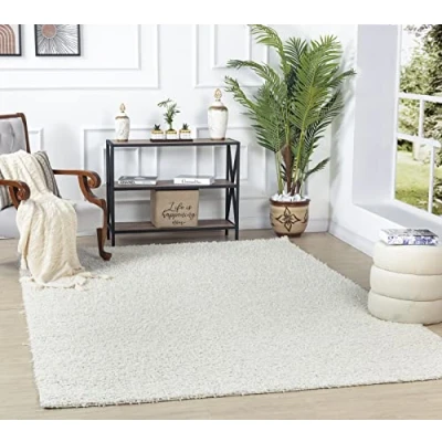 Abbildung von Surya Hochflor Teppich &quot;UNI CHIC 2303&quot;, rechteckig, Flauschig, Langflor, Weich, Wohnzimmer Flurteppich, Weiß