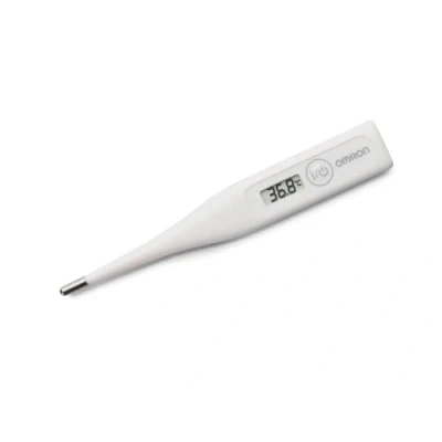Abbildung von OMRON Eco Temp Basic digitales Fieberthermometer, wasserfest, zur genauen Messung oral, rektal und der Achselhöhle, mit Signalton, austauschbarer Batterie abgerundeter Spitze sanften