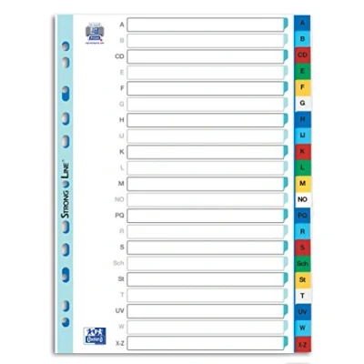 Abbildung von Oxford Kunststoff Register A4, Strong Line, A Z, 21 teilig, mit beschreibbarem Deckblatt