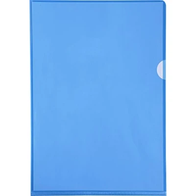 Abbildung von Exacompta 661225E 100er Pack PVC Kunststoff Aktenhüllen. für DIN A4 transparent glasklar blau oben und seitlich offen Plastikhülle Klarsichthülle Büro die mobile Organisation