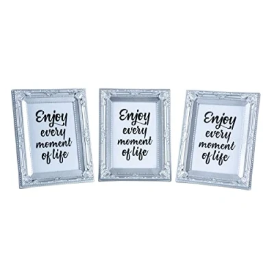 Abbildung von Levandeo® Bilderrahmen, 3er Set Fotorahmen 13x18 Silber Fotoaufsteller Barock Shabby Antik