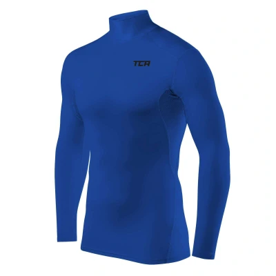 Abbildung von TCA Herren HyperFusion Kompressionsshirt Atmungsaktiv Langarm Funktionsshirts Schnell Trocknend Sportshirt Laufshirt Mock Neck Leuchtend Blau, M
