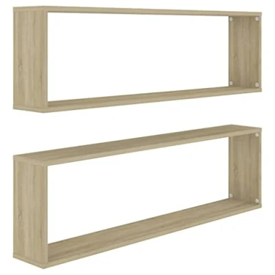 Abbildung von HEFZGDB Würfelregale 2 STK. Sonoma Eiche 100x15x30 cm Holzwerkstoff Wandregal Klein Kleines Regalboden Wandablage für Wohnbereich Schlafzimmer Küche Badezimmer