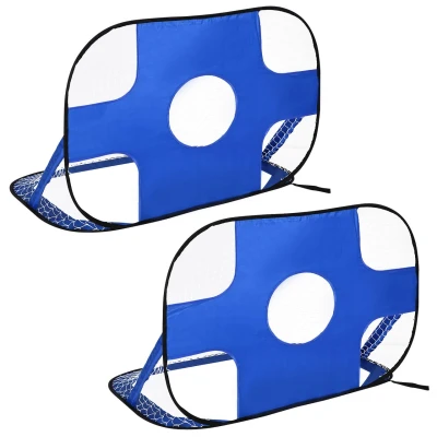 Abbildung von HOMCOM Fußballtor Pop Up Tor, Tragbares Fußballnetz, 2er Set Minitore, Faltbar, Blau, (Set, 2 St., mobil mit Tragetasche), 123L x 80B 80T cm