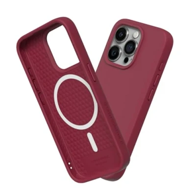 Abbildung von RhinoShield Case kompatibel mit [iPhone 15 Pro] SolidSuit MagSafe Stoßdämpfende &amp; schlanke Schutzhülle Premium Finish 3.5 Meter Fallschutz Bordeauxrot