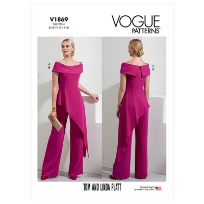 Abbildung von Vogue Patterns V1869F5 Petite Top und Hose mit weitem Bein für Damen Schnittmuster Set, Größen 16 18 20 22 24, Mehrfarbig