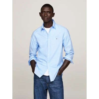 Abbildung von Tommy Hilfiger Print Shirt Hemd, Herren, Größe: XL, Vessel blue/optic white