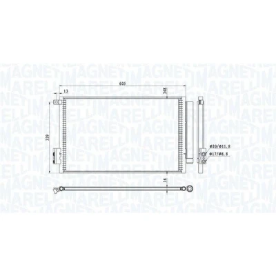 Abbildung von MAGNETI MARELLI 350203814000 Klimakondensator mit Trockner 585x348x16 348 585 16 FIAT: Tipo Limousine, Schrägheck, Kombi