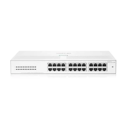 Abbildung von HPE Networking Instant On Switch Serie 1430 Nicht verwalteter Layer 2 Ethernet mit 24 Port Gb 24x 1G Lüfterlos EU Kabel (R8R49A#ABB)