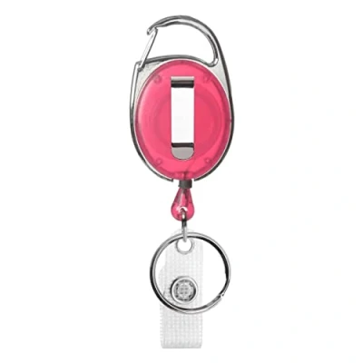 Abbildung von Karteo Ausweishalter Jojo ausziehbar rosa [1 Stück] Ausweis mit Karabinerhaken und Gürtelclip Vinylschlaufe als für Kartenhüllen Ausweishüllen