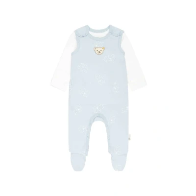 Abbildung von Steiff Unisex Baby Set Strampler mit Fuss + T Shirt Langarm Kleinkind Schlafanzüge, Celestial Blue, 74