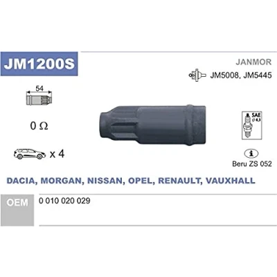 Abbildung von JANMOR JM1200S Stecker, Zündspule RENAULT: LAGUNA 2 Grandtour, SCENIC 2, CLIO