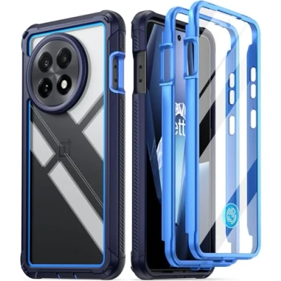 Abbildung von POETIC Guardian Hülle für OnePlus 13R 5G, Eingebauter Displayschutz [Funktioniert mit Fingerabdruck ID], [2 Frontrahmen] [20ft Falltest nach Militärstandard] Ganzkörper Schutzhülle, Blau/Transparent