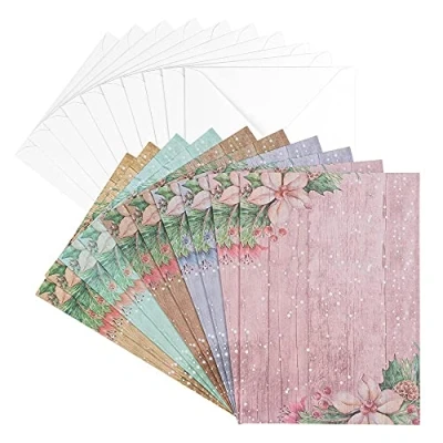 Abbildung von Ideen mit Herz Grußkarten Set Umschlägen 10 Motiv Karten blanko bunt neutral Ideal für Glückwünsche zum Geburtstag, Hochzeit, uvm. Din B6 (Holzpaneele Winterzeit)