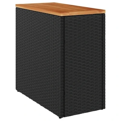 Abbildung von vidaXL Gartentisch, Garten Beistelltisch mit Holzplatte Schwarz 58x27,5x55cm Rattan