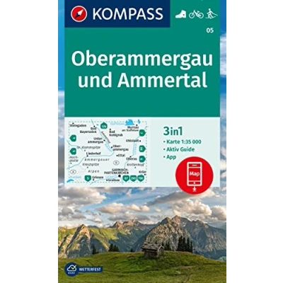 Abbildung von KOMPASS Wanderkarte 05 Oberammergau und Ammertal 1:35.000: 3in1 Wanderkarte, mit Aktiv Guide inklusive Karte zur offline Verwendung in der App. Fahrradfahren. Langlaufen.