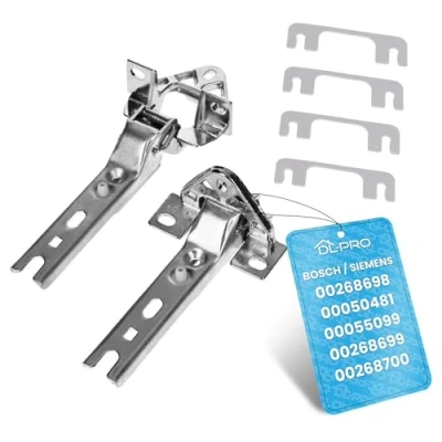 Abbildung von DL pro Türscharnier Set für Bosch Siemens Neff 268698 00268698 00268699 00268700 Scharnier Ø 30mm 35mm 42mm inklusive 4 Unterlegteile Kühlschrank kompatibel mit Miele Whirlpool Brandt Küppersbusch