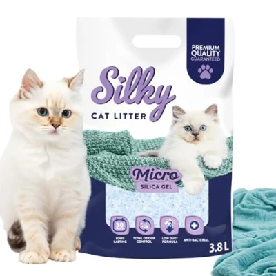 Abbildung von Silky Mikro Silikat Katzenstreu 3,8L Staubfrei, Geruchskontrolle, Saugfähig, Bakterienhemmend, Sanft zu Pfoten, Lang anhaltende Frische, Silica (Package)
