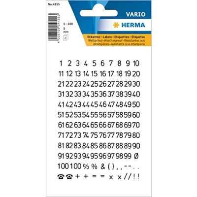 Abbildung von HERMA Aufkleber Zahlen Sticker 1 100, Folie schwarz, Höhe: 5 mm 4155