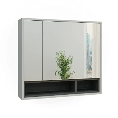 Abbildung von Vicco Badezimmerspiegelschrank Beatrice, Grau/Anthrazit, 80 x 72 cm