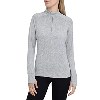 Abbildung von TCA Damen Winter Running Langarm Laufshirt mit Brustreißverschluss Grau, M