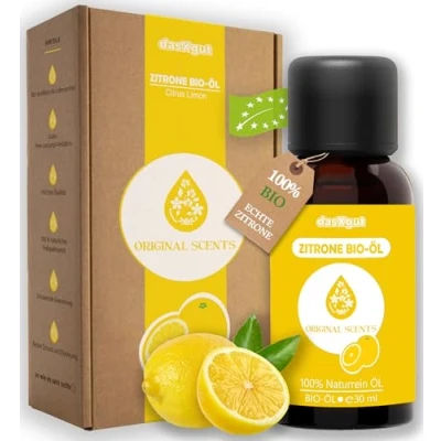 Abbildung von DasXgut BIO Zitronenöl 30 ml ätherisch [100% NATURREIN] Kaltgepresst aus echten Zitronen zum Verzehr Lemon Oil E5004116 RO ECO 026