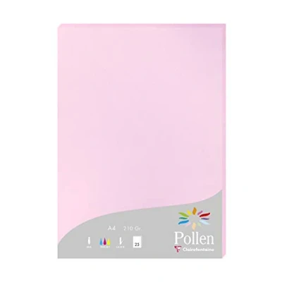 Abbildung von Clairefontaine 24213C Packung mit 25 Karten Pollen 210g, DIN A4, 21 x 29,7cm, Bonbonrosa
