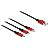 Abbildung von USB Ladekabel, A Stecker &gt; C + Micro Lightning