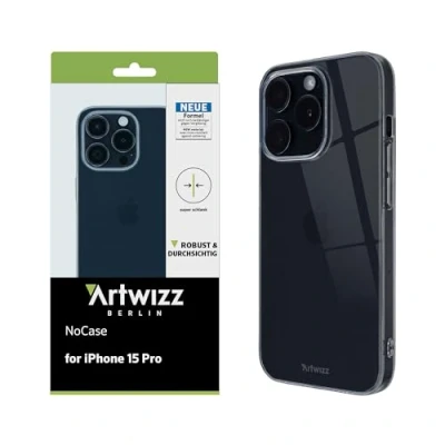 Abbildung von Artwizz NoCase Handyhülle kompatibel mit iPhone 15 Pro Ultra Dünne, Elastische TPU Schutzhülle Transparent