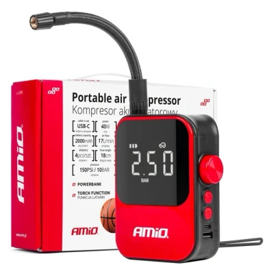 Abbildung von AMiO 03690 Luftkompressor 10bar mit Display, Manometer