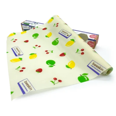 Abbildung von beeskin Bienenwachstuch Rolle zum Frischhalten &amp; Aufbewahren von Lebensmitteln Flexibel zuschneidbares Wachspapier 30x95 cm (fruit)