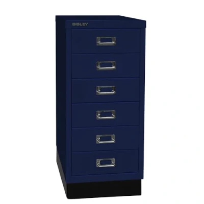 Abbildung von BISLEY MultiDrawer, 29er Serie mit Sockel, DIN A4, 6 Schubladen, Metall, 639 Oxfordblau, 38 x 27.9 67 cm
