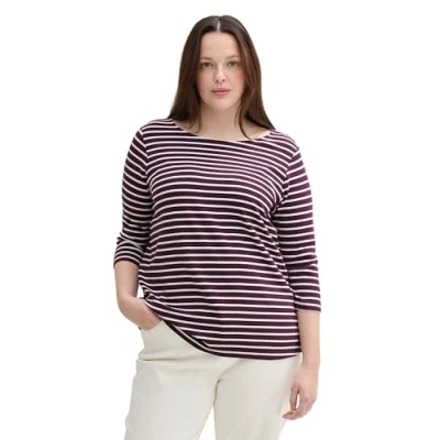 Abbildung von TOM Tailor Langarmshirt, Damen, Größe: 46, Berry white stripe