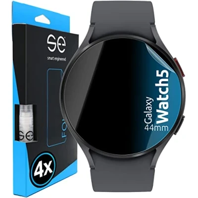 Abbildung von S.E für Samsung Galaxy Watch 5 (44mm) Schutzfolie 4x Folien im SET aus Deutschland, Folie TPU Technologie, kinderleichte Anwendung, 44mm als Alternative Schutzglas