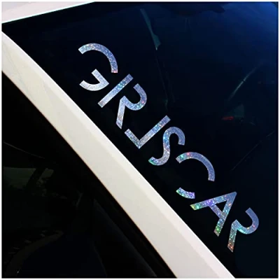 Abbildung von Frontscheibenaufkleber Schriftzug Girlscar Aufkleber für Windschutzscheibe Heckscheibe Frontscheibe Auto Fahrzeug Dekor Sticker FS128 (Flakes Silber, Außenklebend)